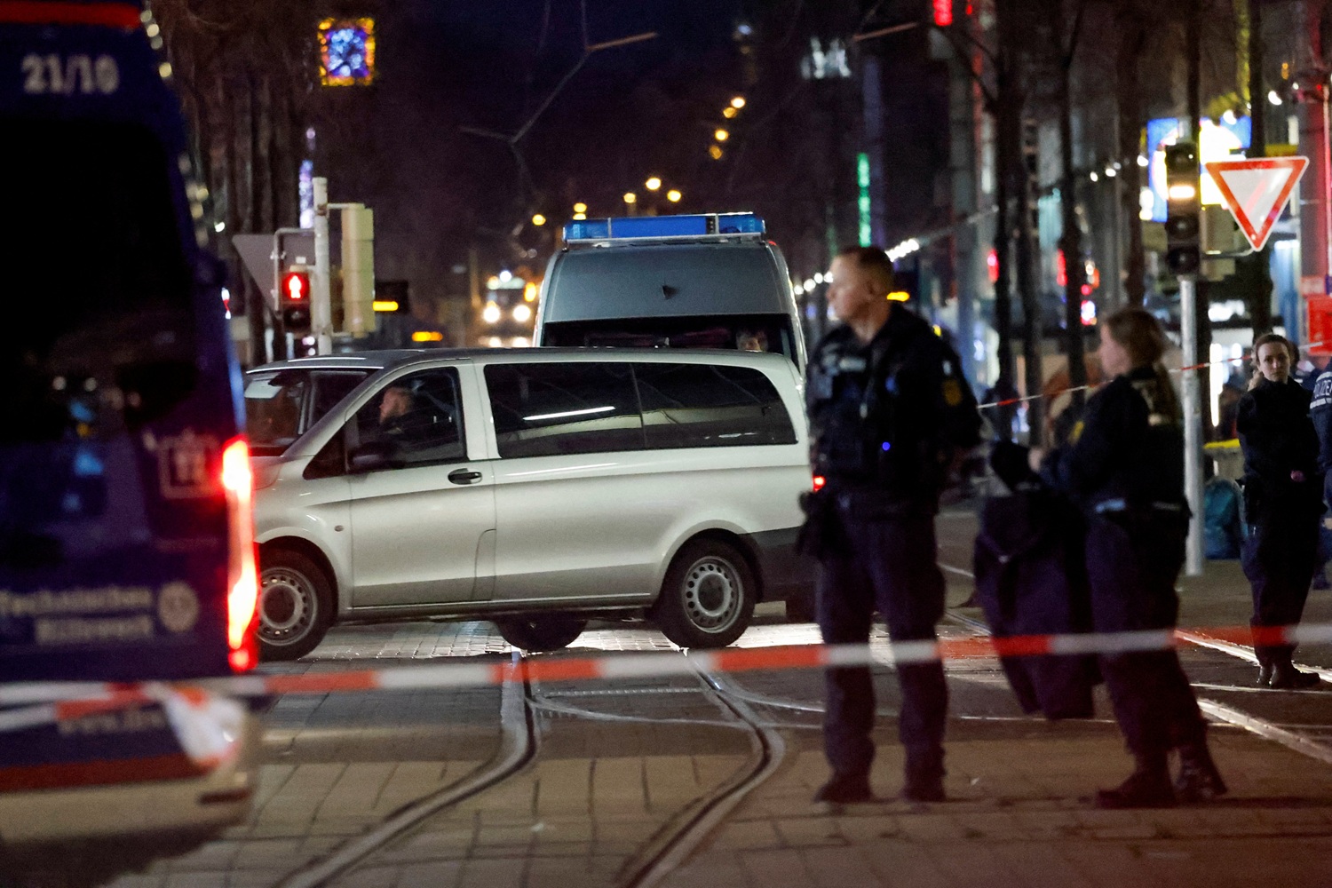 Police at the scene of the incident in Mannheim. Photo: Reuters