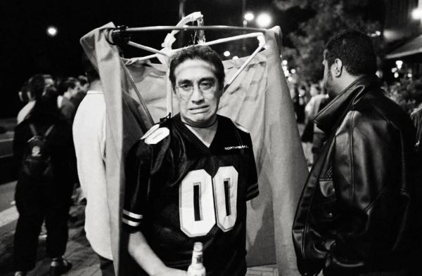 A photo of a man wearing a shower costume. Photo: Anthony McKee