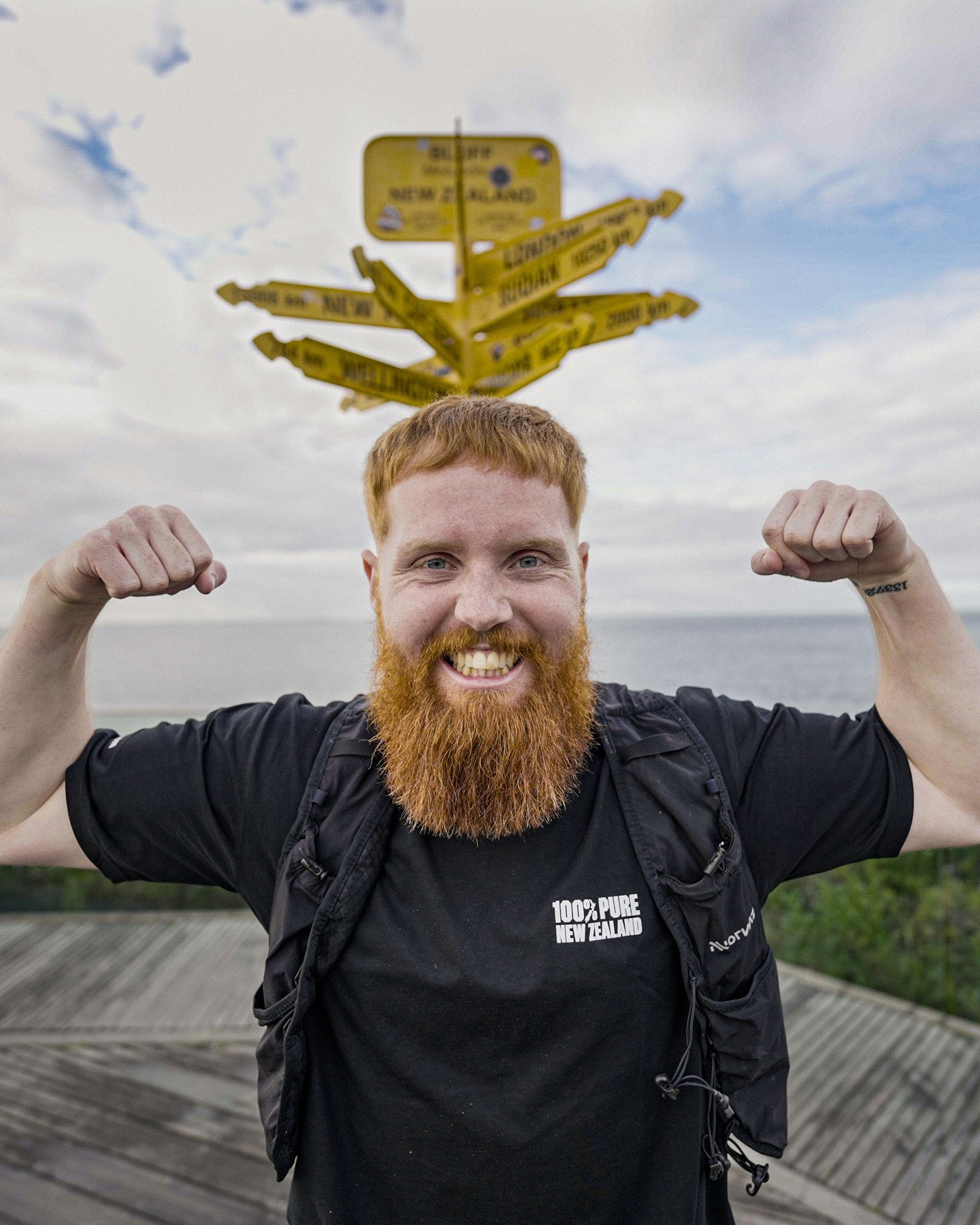 Russell Cook, also known as "the hardest geezer", at Stirling Point on Sunday. Photo: supplied