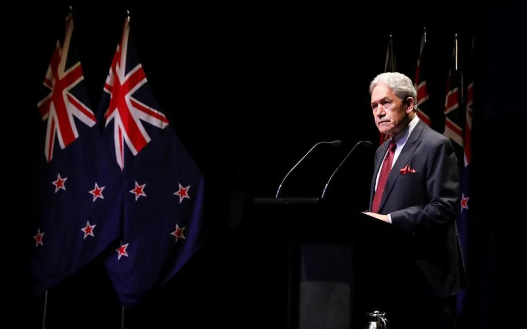 Winston Peters delivering his State of the Nation speech. Photos: RNZ/Nate McKinnon