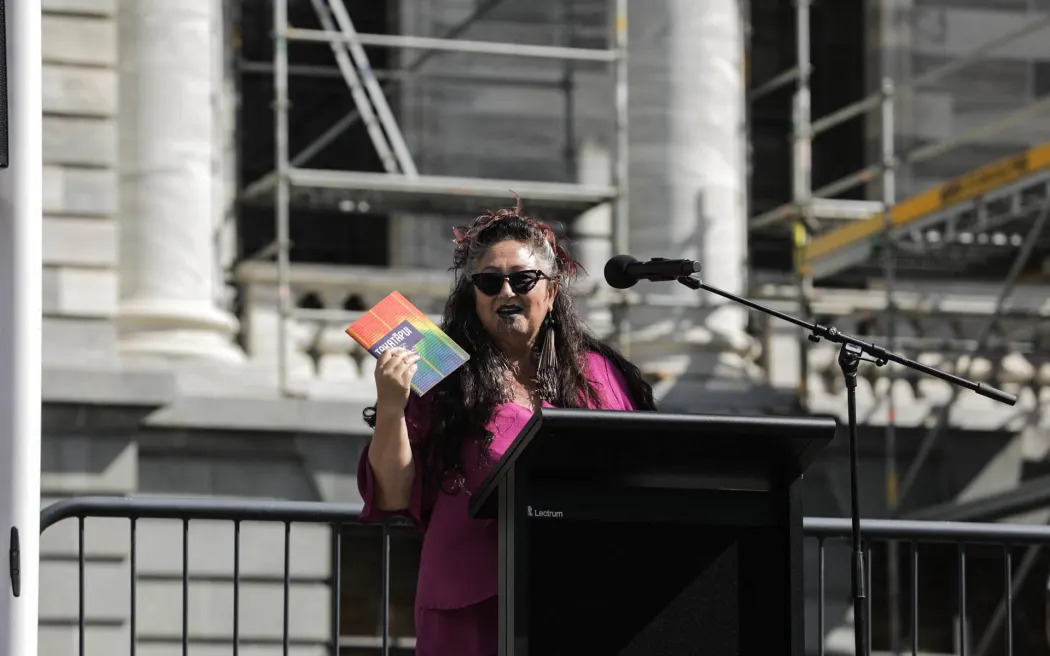 Speakers included former Green Party MP Elizabeth Kerekere. Photo: Samuel Rillstone