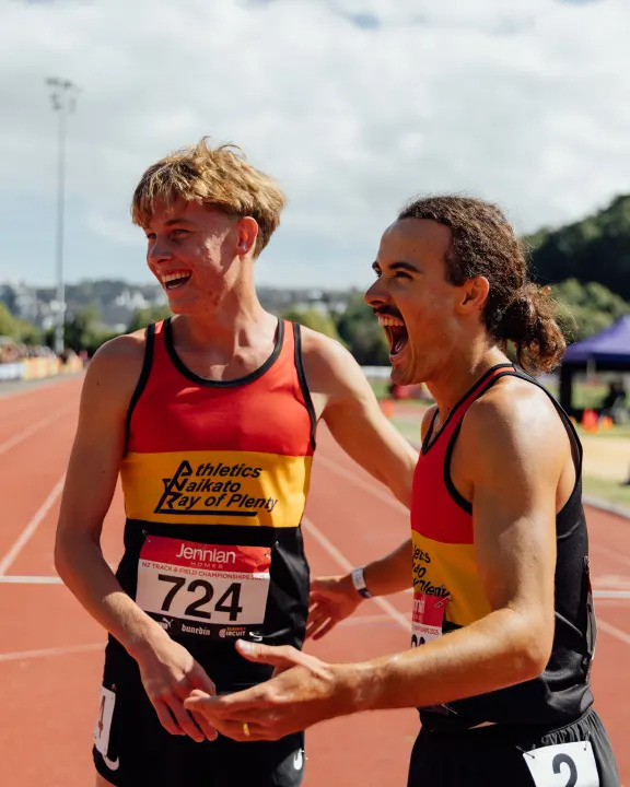 15-year-old Sam Ruthe tied with Sam Tanner, right, for the Matthew’s Eyecare 1500m title at the...