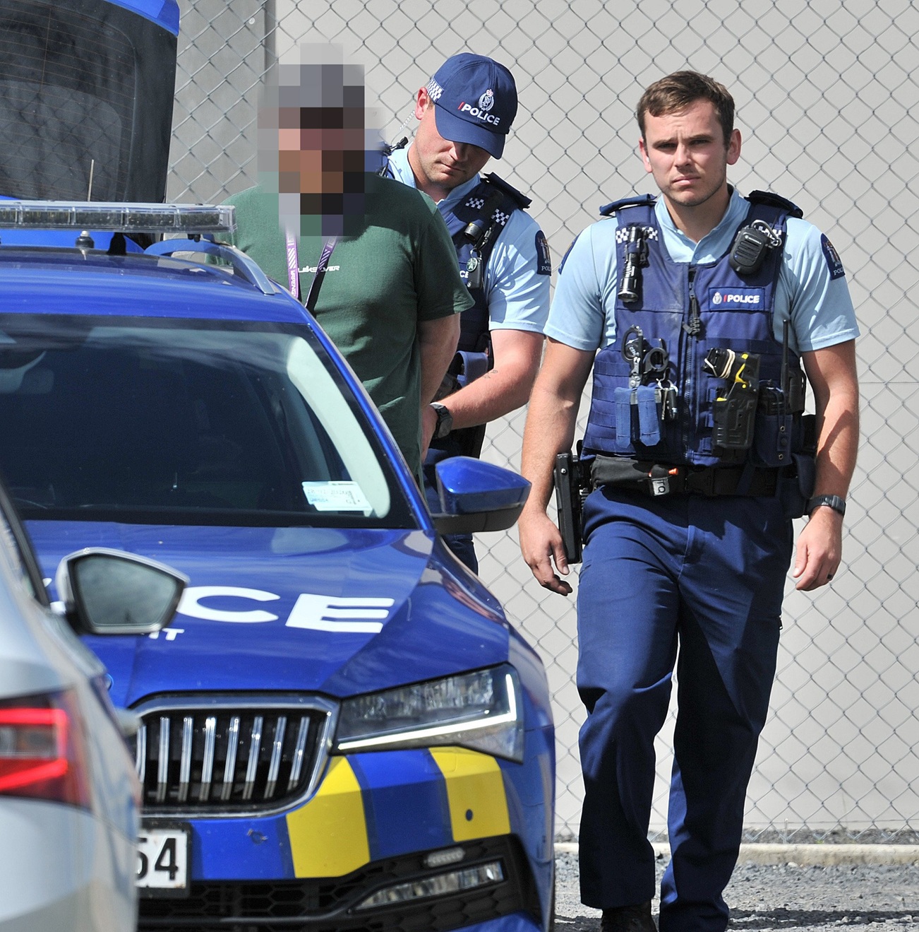 Armed police arrest a man at the Wakari Dog Park shortly after leaving an address in Taieri Rd.