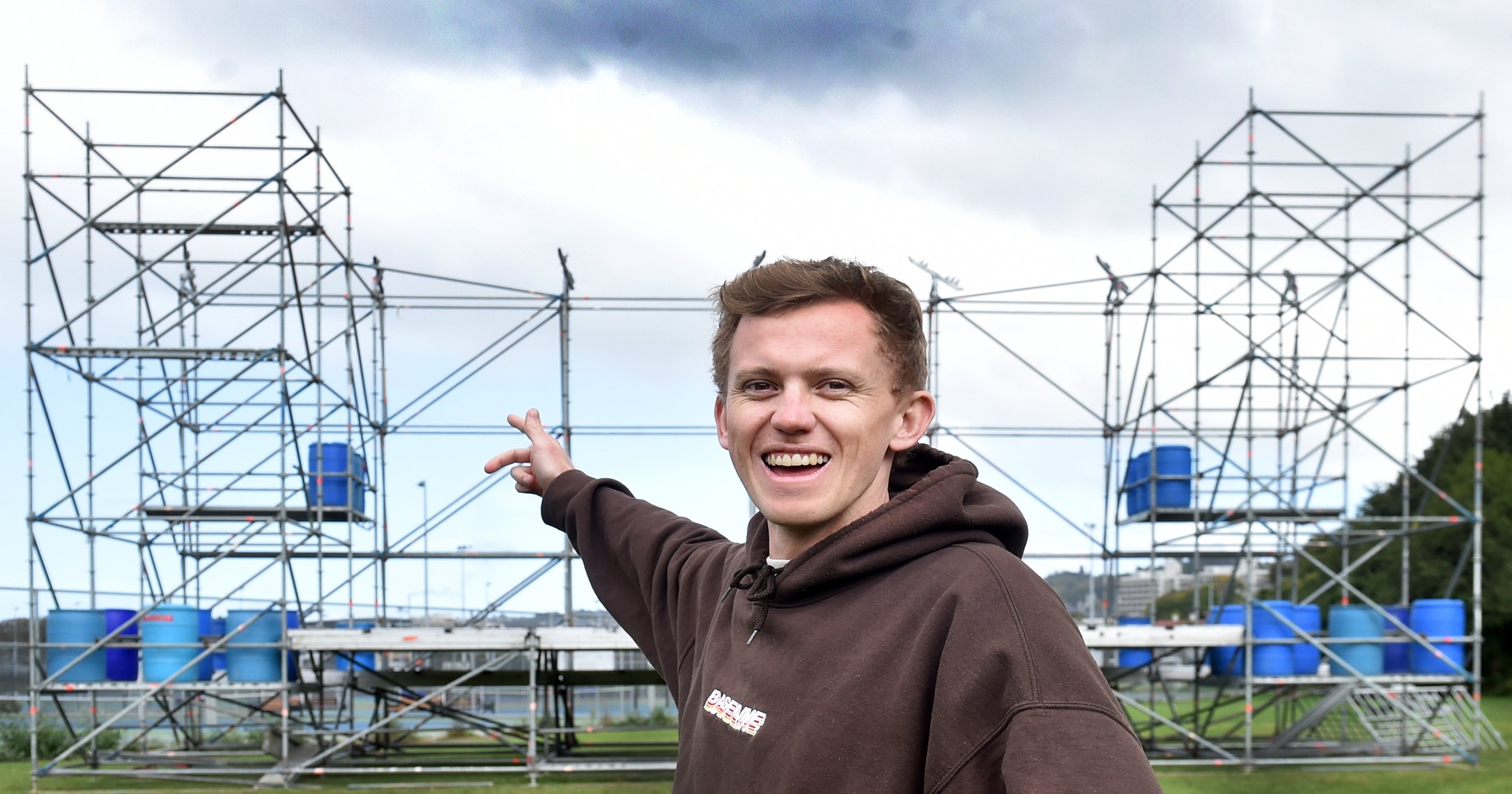 Baseline Festival co-founder and director Hamish Todd helps prepare one of the stages for...