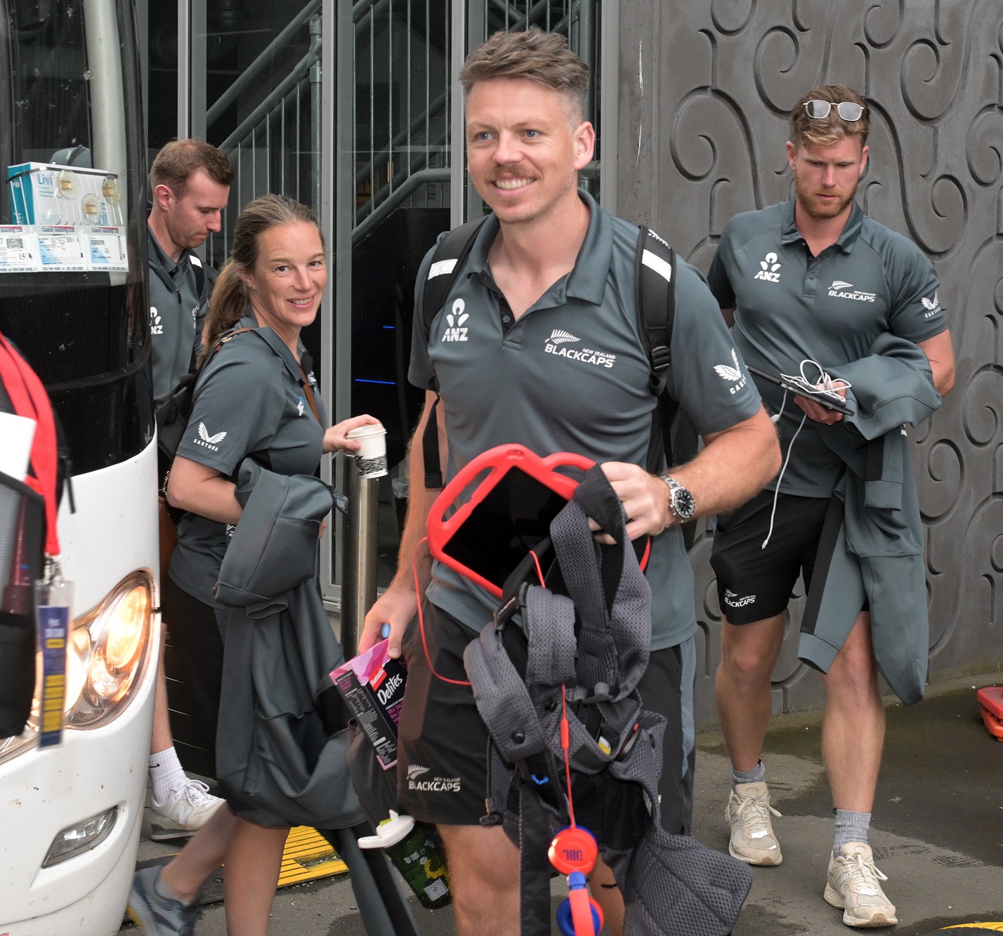 Black Caps captain Michael Bracewell is still smiling despite having to take a long bus ride from...