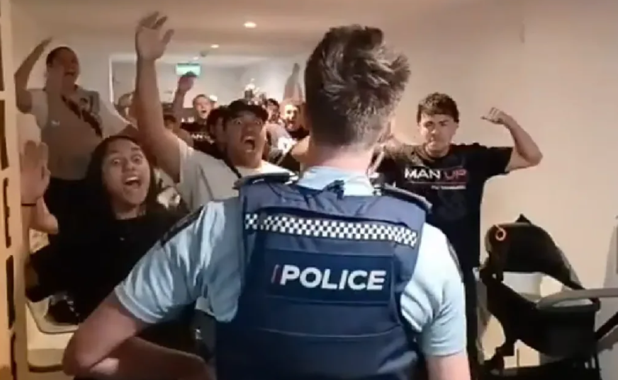 Footage shared by Destiny Church's Brian Tamaki of the Te Atatū protest. Photo: Supplied / Facebook