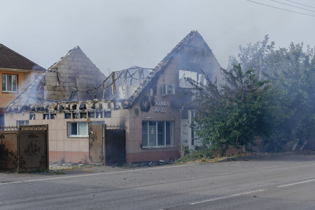 A destroyed building in Sudzha, Kursk Region, Russia. Photo: Getty Images