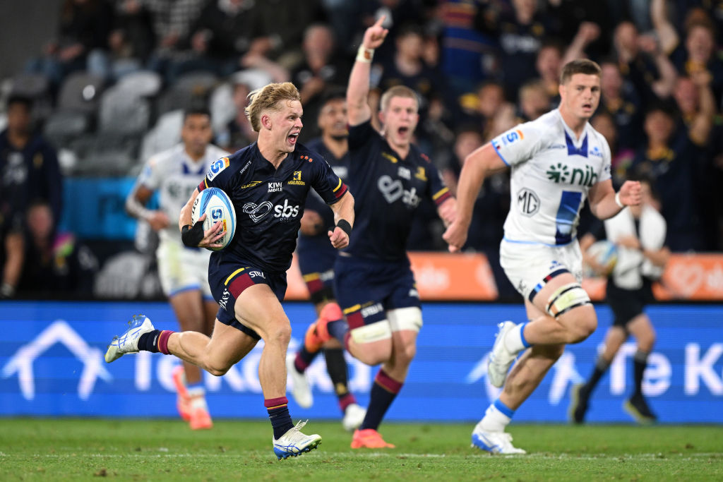 Finn Hurley, seen in action for the Highlanders against the Blues last month, is back in the team...