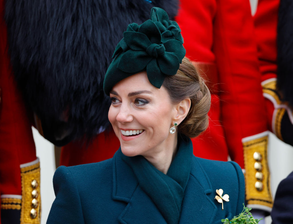 Catherine, Princess of Wales attends the St Patrick's Day Parade at Wellington Barracks in London...