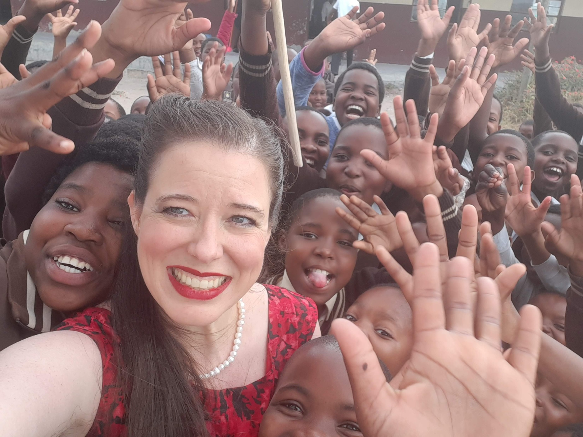 Heather Massie with the children of Mlamula Primary School in the KwaZulu Natal province of South...