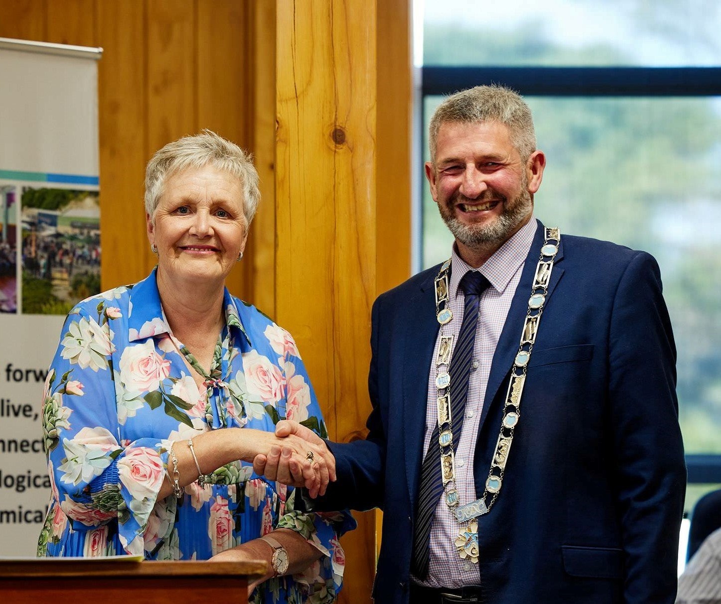 Kaikōura Deputy Mayor Julie Howden (left) will stand down in October, while Mayor Craig Mackle is...