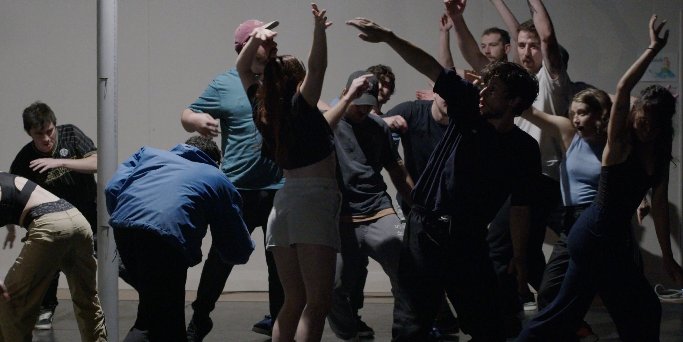 Jeremy Beck, a group of friends and professional dancers rehearse at Portobello’s hall. Photo:...