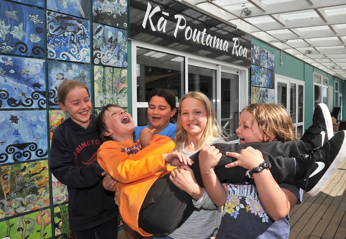 Karitane School pupils (from left) Amber Sargent, 10, Rocket King-Raffil, 9, Tia Crossan, 10,...