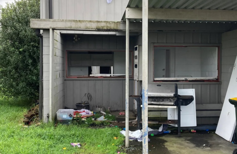 The outside area of the units in Mangere. Photo: MBIE/Supplied via RNZ