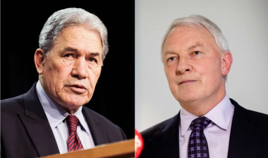 Foreign Minister Winston Peters (left) told reporters the decision to sack Phill Goff was one of...