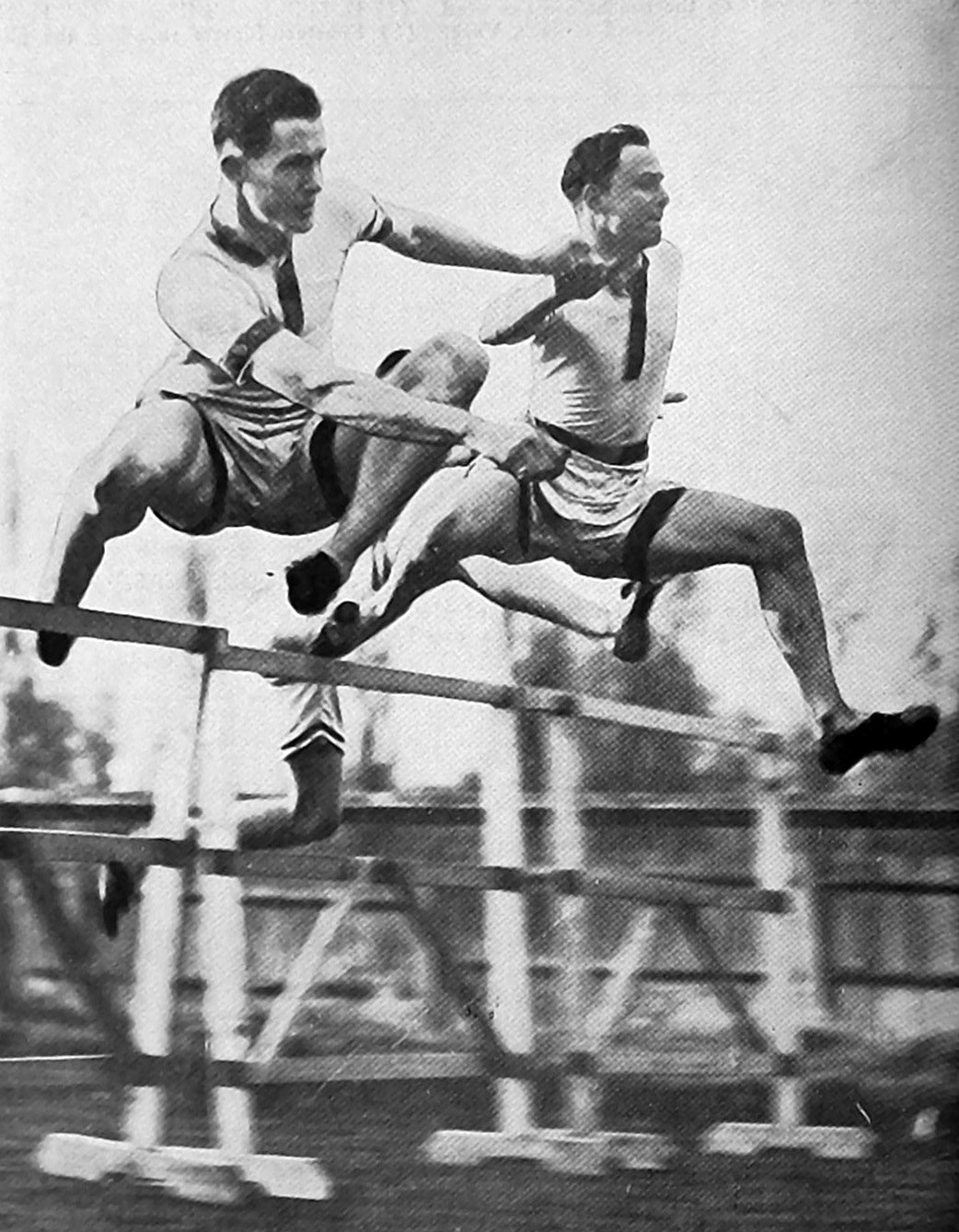 Arthur Porritt (left; formerly of Otago) wins the 120 yards hurdles for Magdalen College at the...