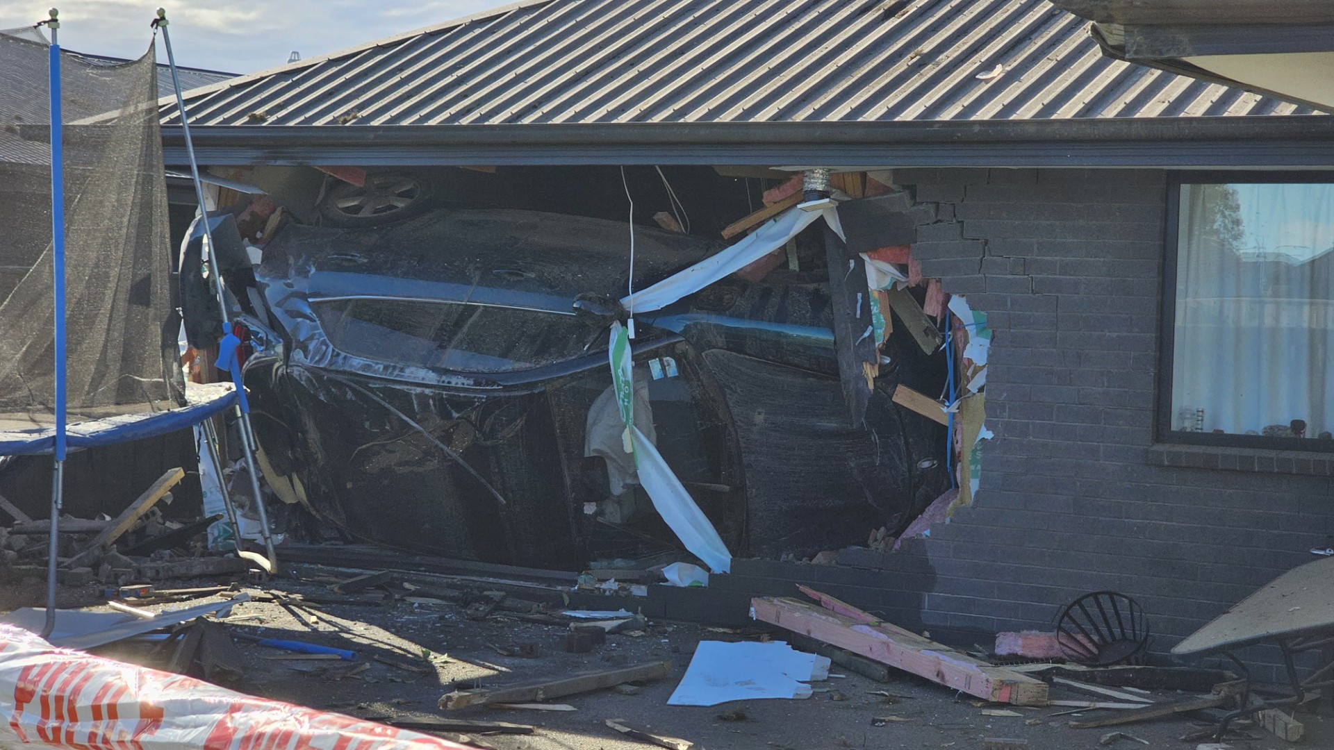 The car ended up in the bedroom of this Rolleston home. PHOTO: DANIEL ALVEY
