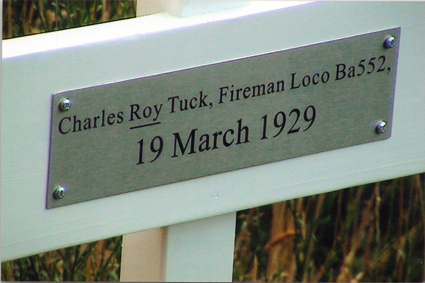 The first memorial to Roy Tuck. Photo: supplied