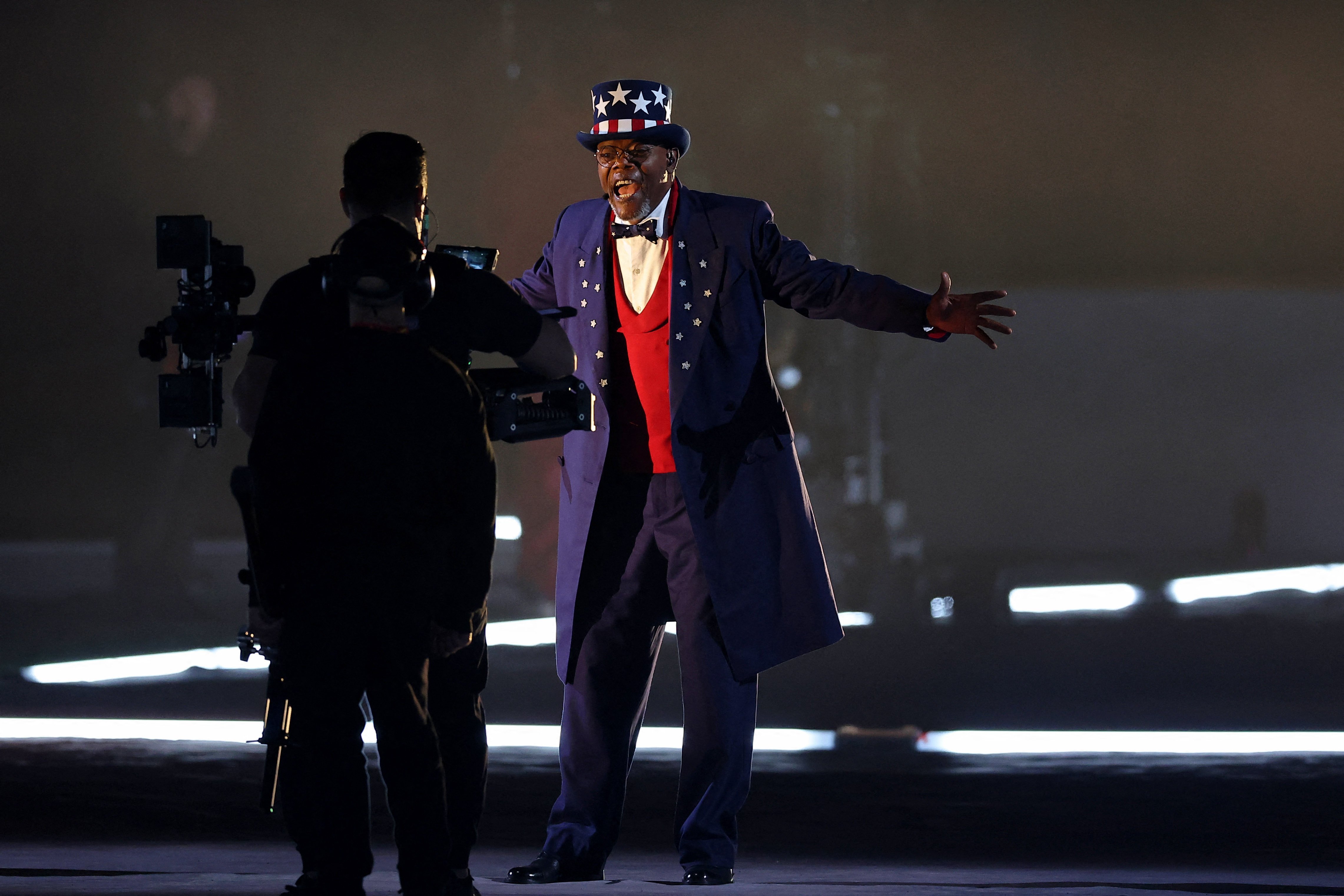 Samuel L. Jackson at Super Bowl. PHOTO: REUTERS