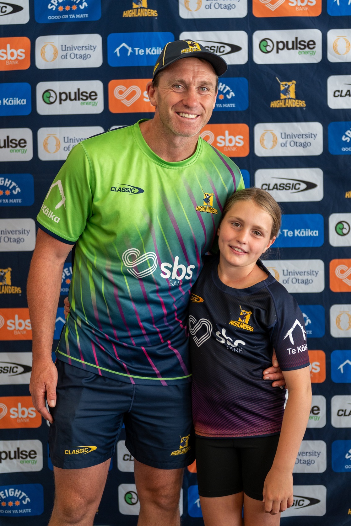 Highlanders assistant coach Ben Smith with daughter Annabelle yesterday. Photo: Highlanders