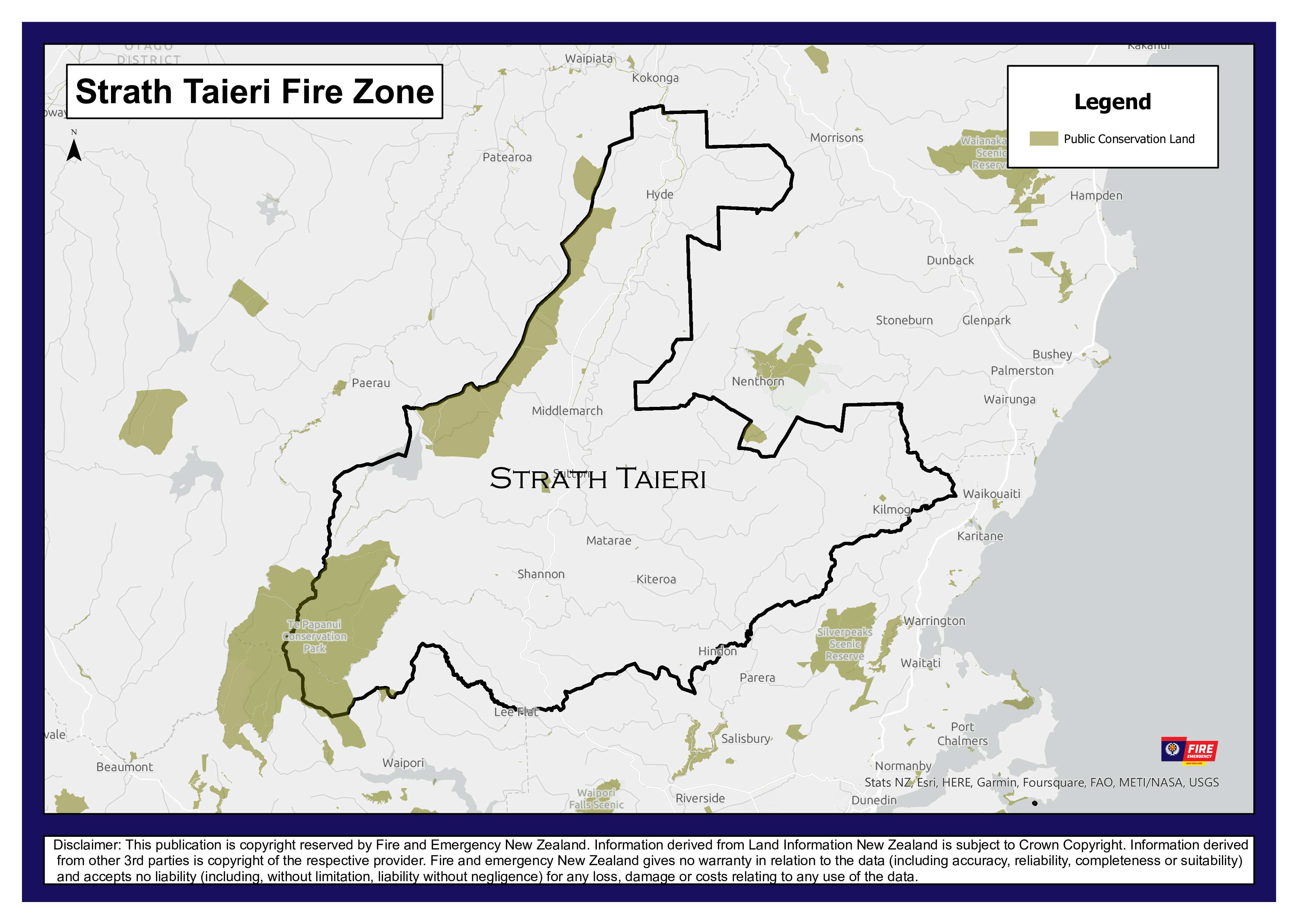 The Strath Taieri fire zone. Photo: Fenz