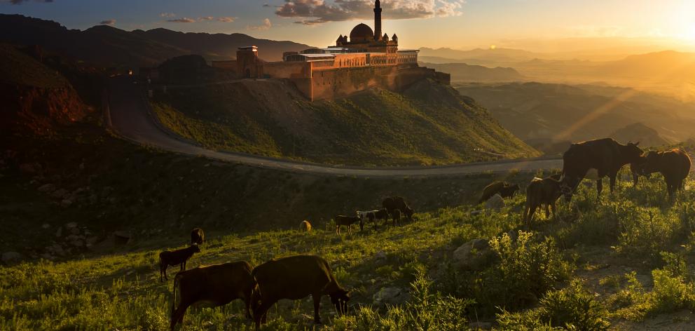 A mosque is lit by golden sunlight in Iranian countryside. Photo: Getty Images