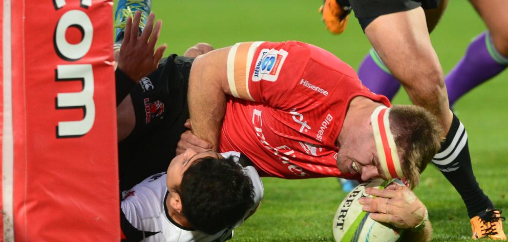 Jaco Kriel scores for the Lions in Johannesburg. Photo: Getty Images 