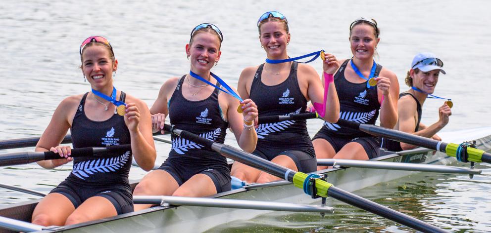 Charlotte Darry, third from left, with her coxed four crewmates  Isobel Eliadis-Watson, Jane...