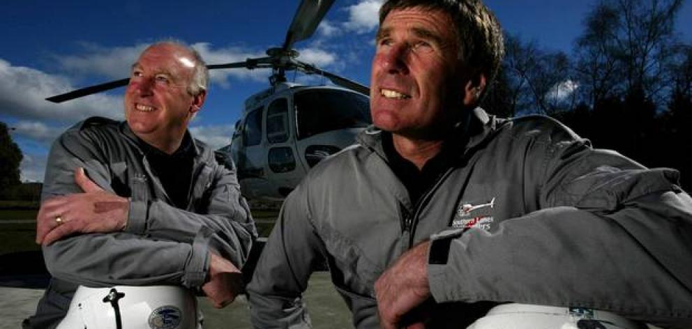 Winch operator Lloyd Matheson was meant to be on the fateful flight, pictured here with pilot and CEO Sir Richard Hayes of Southern Lakes Helicopters. Photo: NZME.