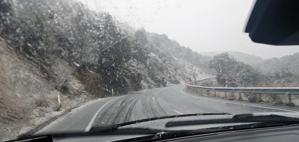 A snowy Porters Pass (SH73) in Canterbury this morning. Photo: Nastassija Harrison