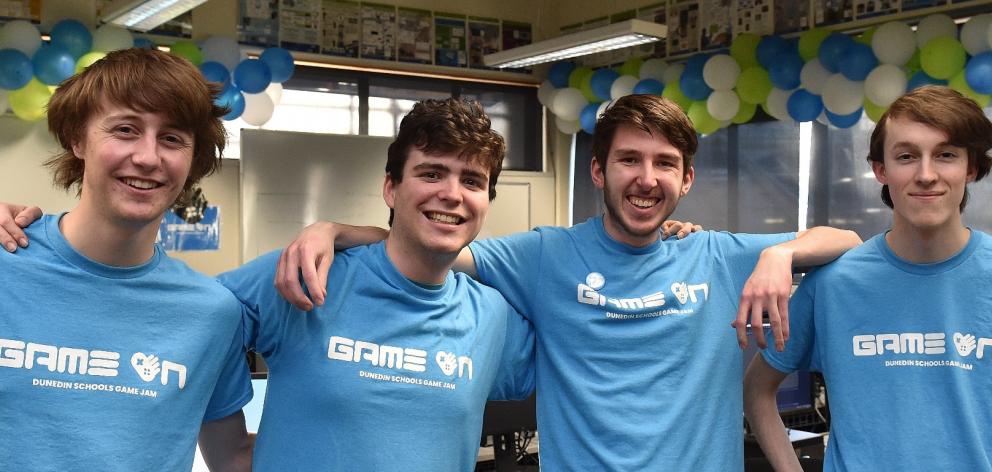 King’s High School pupils (from left) James Schollum (18), Peter Woodfield (18), Anthony Mellon ...