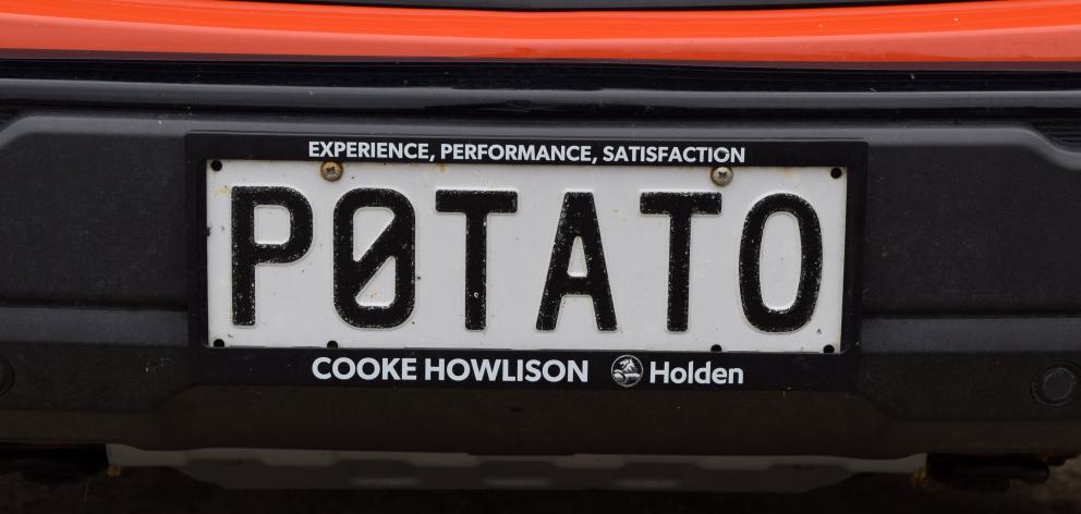 The number plate of North Otago potato grower Peter Armstrong. 

