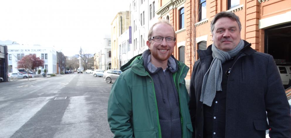 The Chills founder and frontman Martin Phillipps (right) with Vogel St Party committee chairman...