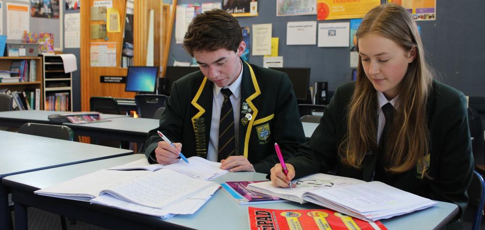 Bayfield High School students William Brundell (17) and Ruth Bridgman (16) are busy studying for their end of year NCEA exams. PHOTO: ELLA STOKES