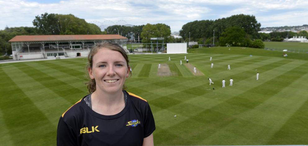 Otago Sparks recruit Beth Langston surveys her new home ground from the top of the media centre...