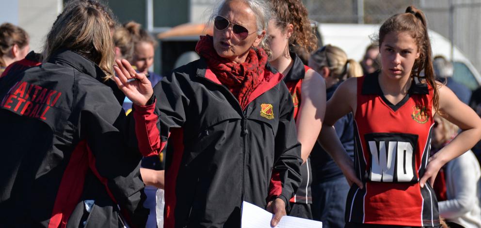 Waitaki Girls’ coach Georgie Salter plots the attack. Photo: Carol Edwards.