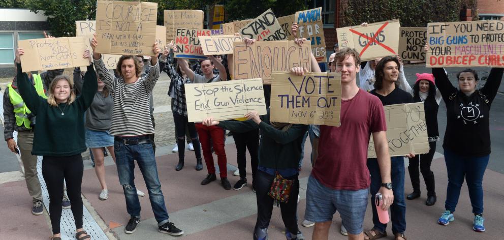 The Dunedin March For Our Lives anti-gun violence protest gets ready to march on the Octagon on...