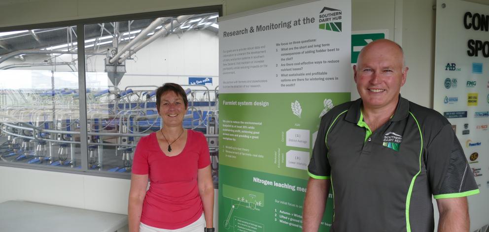 Southern Dairy Hub business manager Guy Michaels with lead scientist Dawn Dalley. Photo: Ken Muir