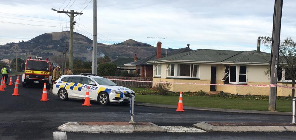 The fire happened on the corner of Braemar and Tyne Sts. Photo: Gerard O'Brien/ODT