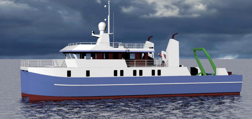 A multi-hull design concept of the University of Otago's proposed research vessel Polaris III....