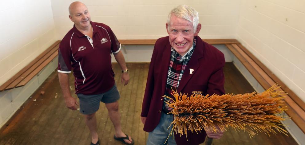 New Alhambra-Union life member Ken Williams (right) in the changing rooms at the north ground...