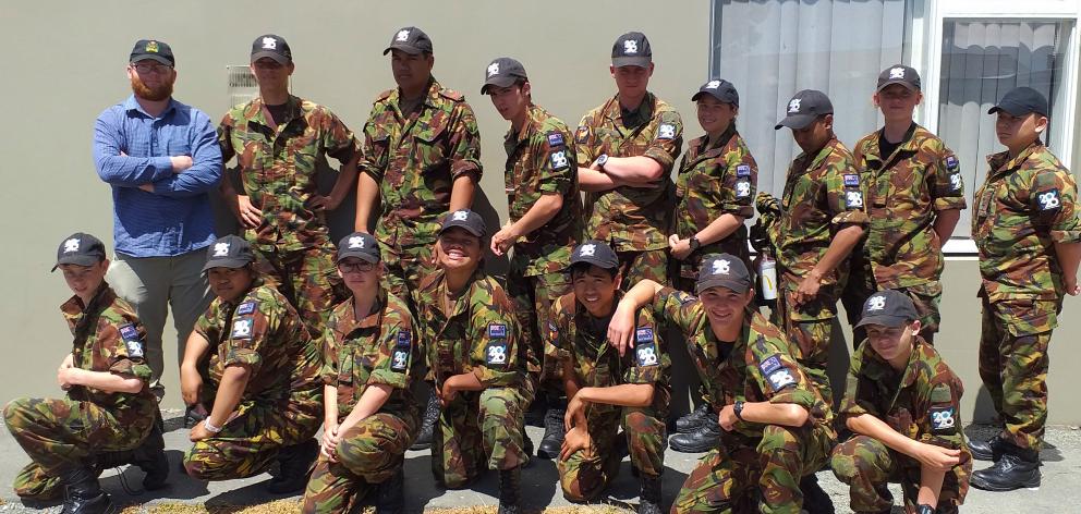 The 15 Ashburton cadets and one civlian staff who attended the Exercise Cadet 2020 event. (Photo...