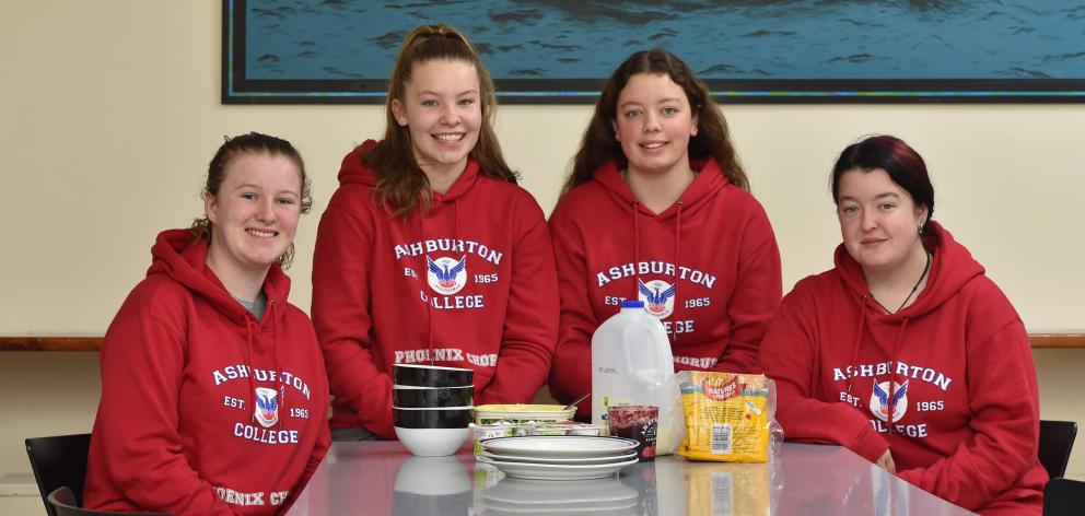 Members of Ashburton College’s Phoenix Chorus (from left to right) Charlotte McKenzie (15), Emma...