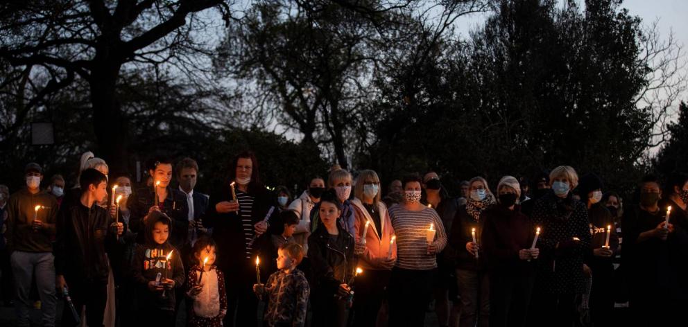 Several hundred people attended the vigil in Timaru on Thursday night. Photo: George Heard