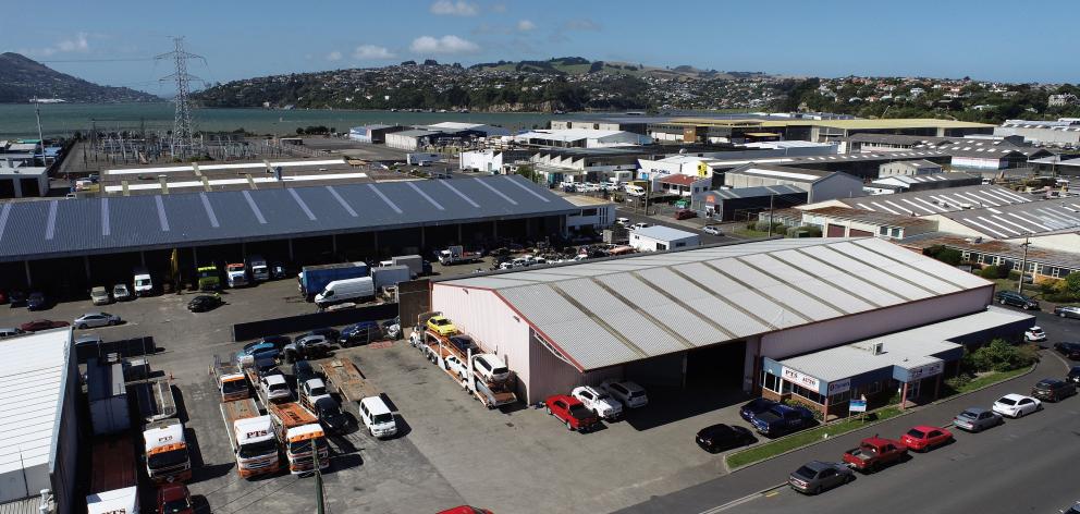 An aerial view of 11-15 Timaru St, South Dunedin. PHOTO: STEPHEN JAQUIERY