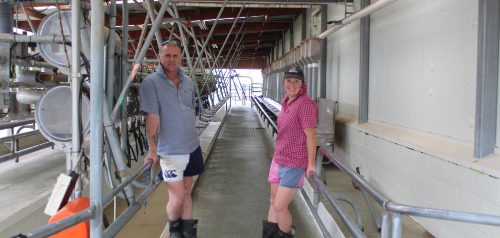 Relief milking is one of the farming jobs Kelvin Cormack and Janelle Davison do to support struggling farmers near Winton. PHOTO: VALU MAKA