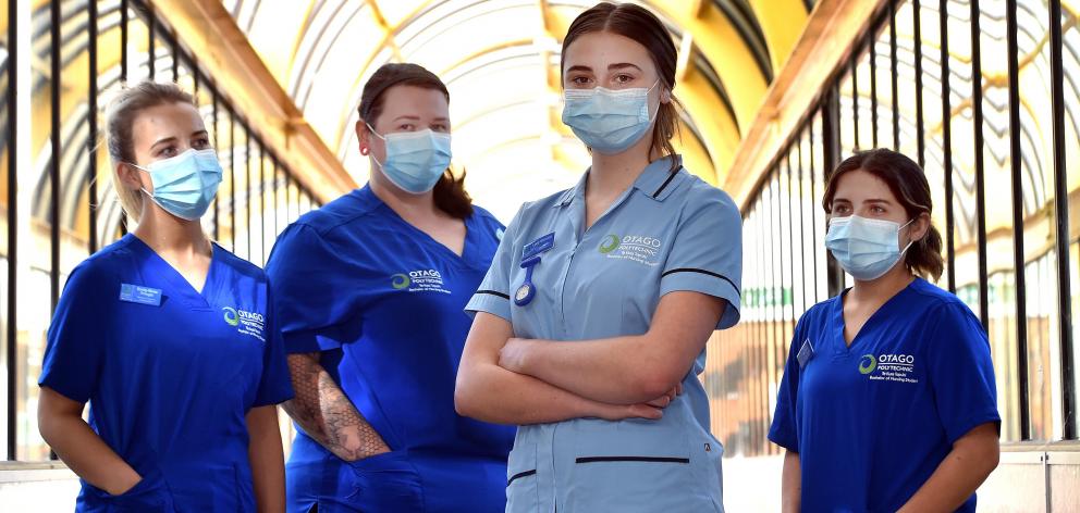 Otago Polytechnic nursing students (from left) Emily-Rose Pringle (27), Laura MacDonald (29),...