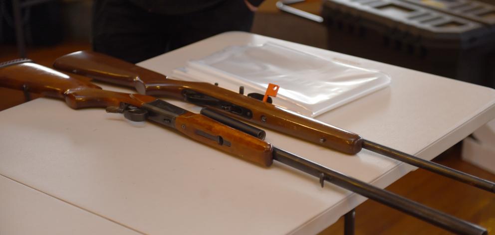 Firearms surrended during a gun buy-back event in Mosgiel in 2019. PHOTO: ODT FILES