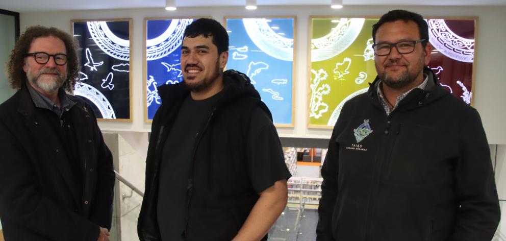 (from left) Gore District Council arts and heritage curator Jim Geddes, Tuatahi Creatives 
...