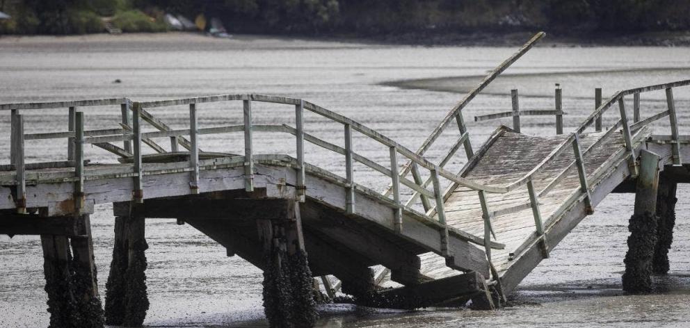 The Governors Bay jetty after the February 22, 2011, earthquake. Photo: Supplied